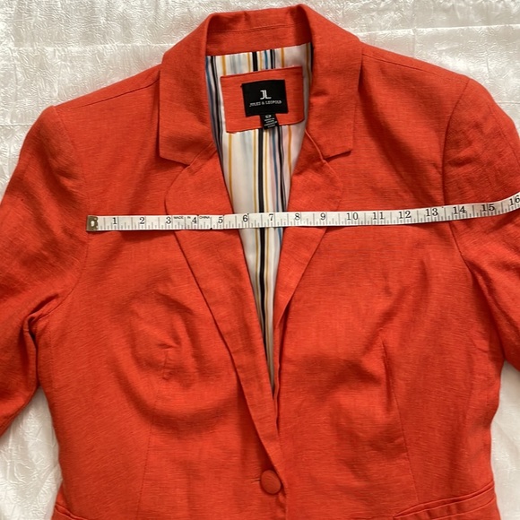 Blazer Jules & Leopard lined jacket padded shoulders 30% linen Coat Size S - Picture 13 of 15